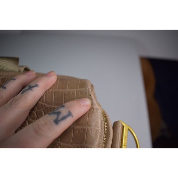 Fawn Designs The Original Diaper Bag Beige Tan Alligator Faux Leather Backpack - Picture 5 of 12